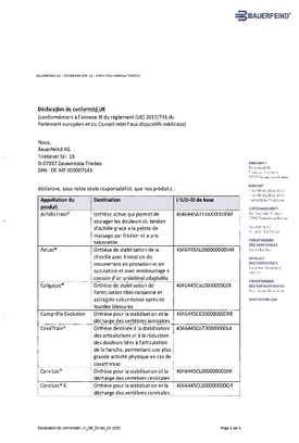 Déclarations de conformité - Orthopédie