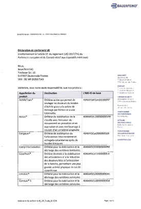 Déclarations de conformité - Orthopédie