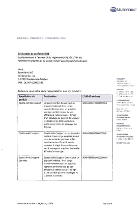 Déclarations de conformité - Produits de sport